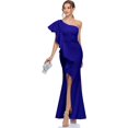 thumbnail image 4 of HSHDLDF Women's One Shoulder Ruffled Split Mermaid Evening Gown Cocktail Long Formal Dress, 4 of 6