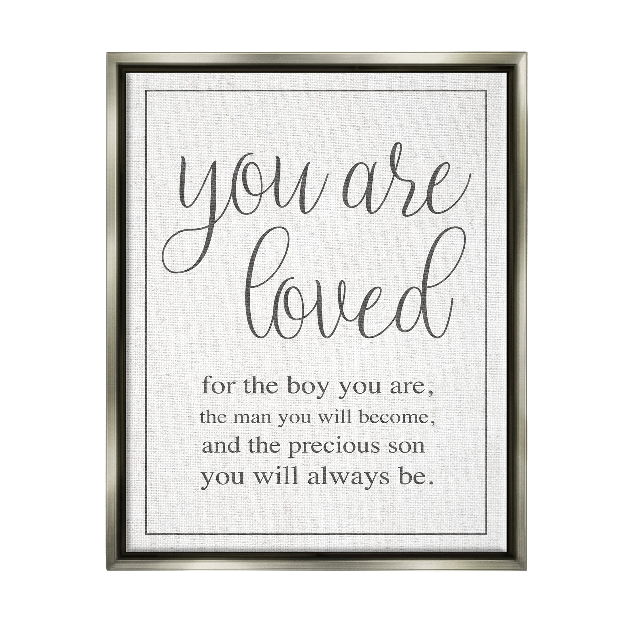 Stupell Industries You Are Loved Luster Gray Framed Floating Canvas Wall Art, 16x20, by Daphne Polselli