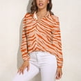 thumbnail image 3 of Tiger Print - Orange Long Sleeve Blouse Woman Streetwear Casual Shirts Summer Oversize Woman Streetwear Clothing Birthday Present, 3 of 7