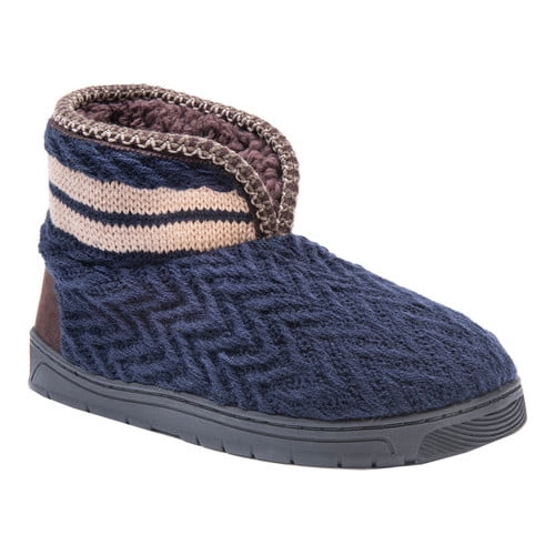 muk luks men's nordic knit bootie slipper socks