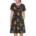 thumbnail image 1 of Fotbe Mardi Gras6 Vestido Largo de Moda para Mujer, Vestido Tipo Camiseta con Manga Corta y Estilo Casual a Rayas y Bloques de Color, 1 of 6