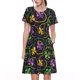 thumbnail image 1 of Easygdp Mardi Gras6 para Vestido Transpirable de Mujer, Vestido Suelto de Manga Corta con Pliegues y Bolsillos para el Verano, 1 of 6