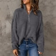 thumbnail image 2 of VISALY Half Zip Pullover Tunic Sweatshirt Sweaters for Women Kint Long Sleeve 1/4 Zip Pullover Turtleneck Sweater for Women Comfy Sweaters Casual Sweatshirt Athletic Sweatshirts for Women Grey Xxl, 2 of 7