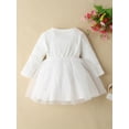 thumbnail image 3 of hirigin Infant Baby Girls Princess Dress Knitted Ribbed Waist Flower Embroidery Round Neck Long Sleeve Layered Tulle Tutu Dress, 3 of 8