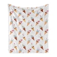 thumbnail image 1 of Ice Cream Soft Flannel Fleece Throw Blanket, Tasty Cold Summer Treats Foods on Cones Kawaii Style Illustrated Pattern, Cozy Plush for Indoor and Outdoor Use, 50" x 70", White Multicolor, by Ambesonne, 1 of 5