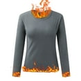 thumbnail image 4 of QHFBli Womens Lightweight Thermal Long Sleeve Top Women's Slim Fit O-Neck Lined Thermal Underwear Long Sleeve Base Layer Shirt for Cold Weather Comfort, 4 of 6