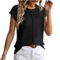 thumbnail image 1 of AherBiu Hauts en Tricot pour Femmes Manches Courtes Blouse Décontractée Habillée Col Rond Pull Ample Couleur Unie, 1 of 3
