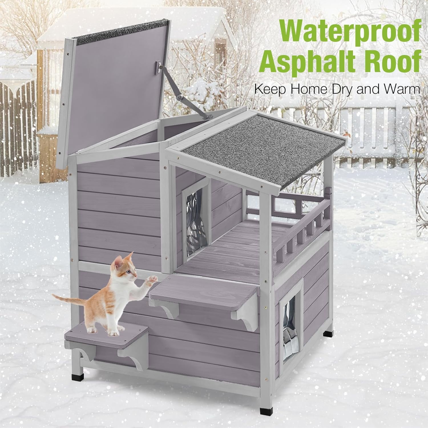 MEDEHOO Cat House Outdoor Kitty Shelter Waterpfoor for Winter, Indoor & Outdoor Use