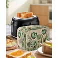thumbnail image 5 of Green Spring Floral Toaster Cover 2 Slice, Summer Botanical Tulip Vintage Dustproof Bread Machine Oven Cover with Storage Pockets, Fits Most Kitchen Toasters Protector, 5 of 5
