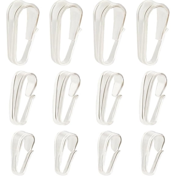 1box 12Pcs 3 Size Snap on Bails 925 Sterling Silver Pinch Bails Hook Clip Clasp Pendant Clasp Charms Beads Connectors Accessories Bulk for Jewelry Making DIY Earrings Necklace Choker 7~8~9mm
