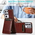 thumbnail image 7 of Dteck Back Wallet Phone Case for Samsung Galaxy S21 Ultra 4G 5G with ID & Credit Card Holder Slots Pockets Wallet Back Cover Stand Flip Folio Leather Cell Cases Women Men, Brown, 7 of 7