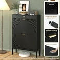 thumbnail image 3 of Brafab Shoe Storage Cabinet, Slim Entryway Shoe Organizer with Sun Pattern Doors, 1 Pack, 3 of 7