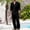 Set-A137Black, variant on Gamivast Casual Mens Summer Outfit Stand Collar Button Down Shirt and Trousers Set Linen Texture Suit for Beach Wedding Vacation Daily Lounge Wear
