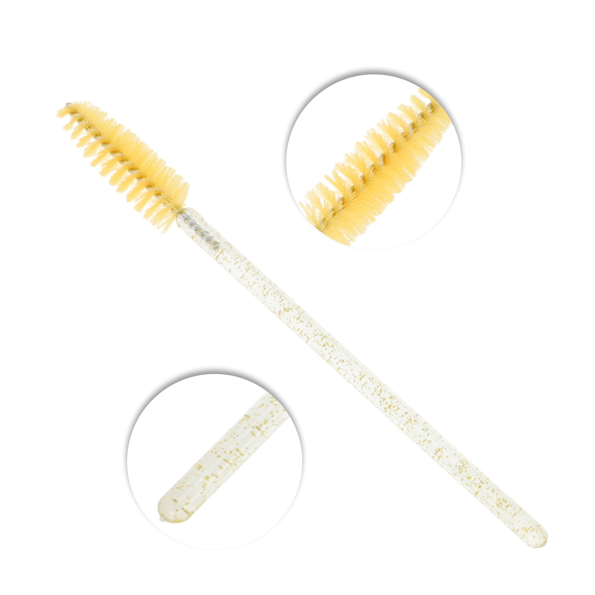 Unique Bargains 100 Pcs Portable Eyelash Brush with Protective Case for Vacation Yellow
