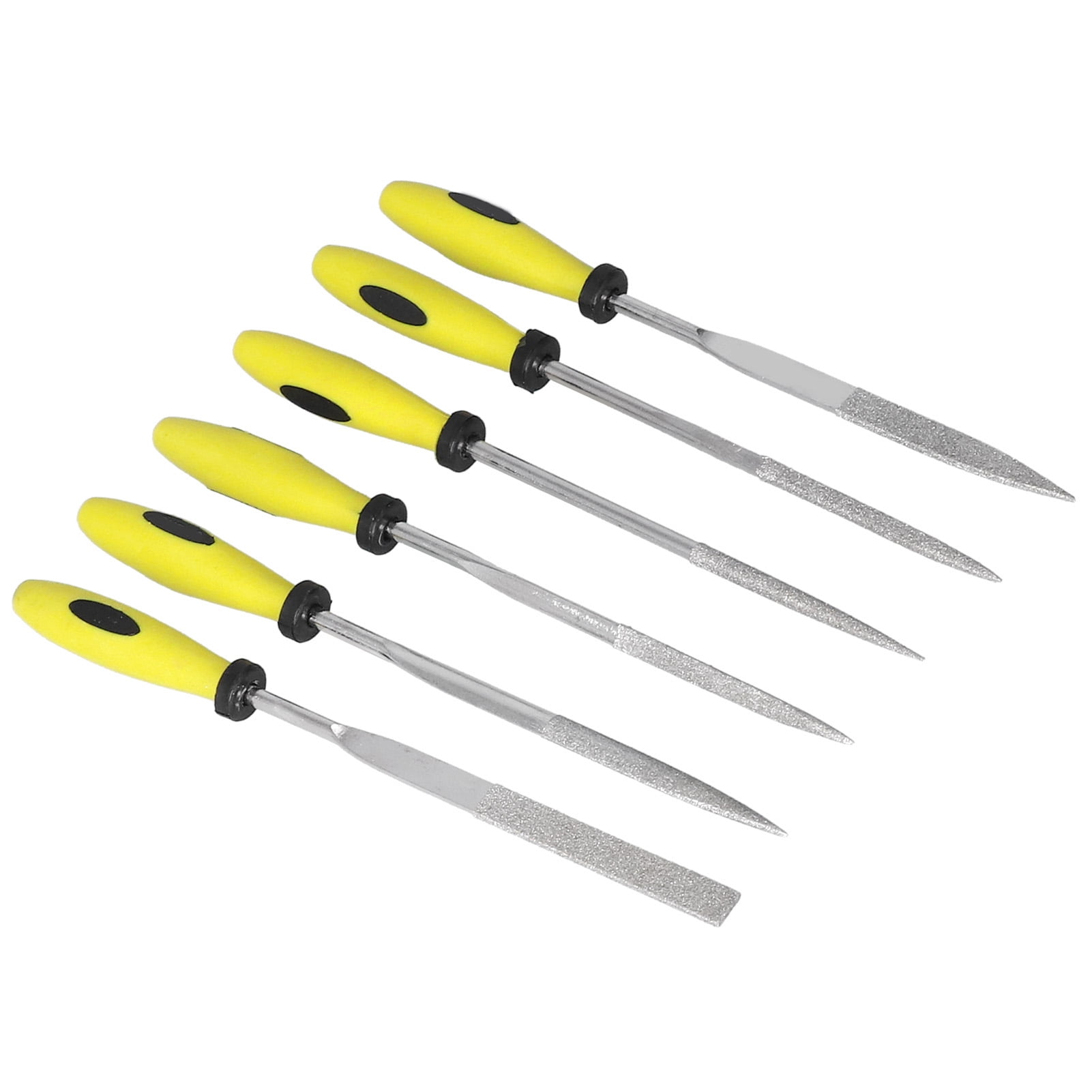 Professional 6-Piece Needle File Set Fine Teeth Emery Files with Ergonomic TPR Handle for Metal Wood Carving Jewelry Making Deburring Crafting 9.45 inches / 24 cm