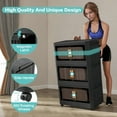 thumbnail image 6 of Noble House Arley 20" Folding Storage Cabinet, 4-Tier Plastic Organizer with Magnetic Doors and Wheels, Black, 6 of 14