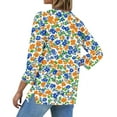 thumbnail image 4 of Womens 3/4 Sleeve Summer Tops Henley Neck Floral Shirts Loose Casual Half Sleeve Tshirts with Pocket, 4 of 4