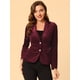 thumbnail image 2 of Chaqueta de terciopelo de oficina frontal con botón de solapa con muesca vintage para mujer Rojo Oscuro L, 2 of 6