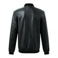 thumbnail image 5 of Wuxian Mens Casual Leather Jacket Slim Fit Full Zip Up Stand Collar Long Sleeve Lightweight Motorcycle Style Outerwear Coat With Pockets Stylish Cozy Streetwear,Black,L, 5 of 5