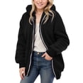 thumbnail image 2 of MAIHAN-Girls' Fleece Zip - Up Hoodie - Casual Warm Long - Sleeve Coat for Fall & Winter,Fleece Jacket(Black,9-10Y), 2 of 5