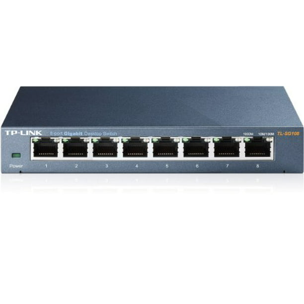 Tenen trimmen Vloeibaar TP-Link 8 Port Gigabit Ethernet Network Switch | Ethernet Splitter | Sturdy  Metal w/ Shielded Ports | Plug-and-Play | Traffic Optimization | Unmanaged  (TL-SG108) - Walmart.com