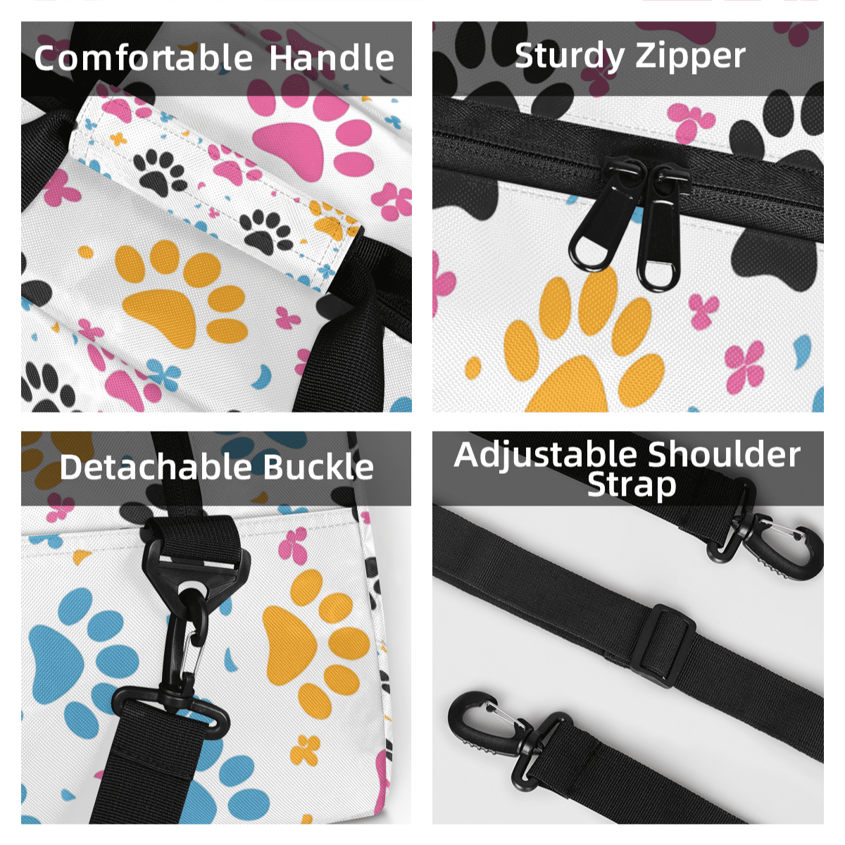 Herdesigns Paw Print Sports Duffle Bag for Women & Men, Gym Bag Dance Bag Overnight Bag Carry On Weekender Travel Bag