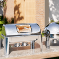 thumbnail image 4 of 9 QT Roll Top Chafing Dish Buffet Set,Food-Grade Stainless Steel Commercial Chafer for Catering,and Weddings,Visible Lid,[2 Half Sized Pans]Included, 4 of 7