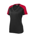 thumbnail image 5 of Sport-Tek Ladies PosiCharge Competitor Sleeve Blocked Neck Tee-S (Black/ True Red), 5 of 6
