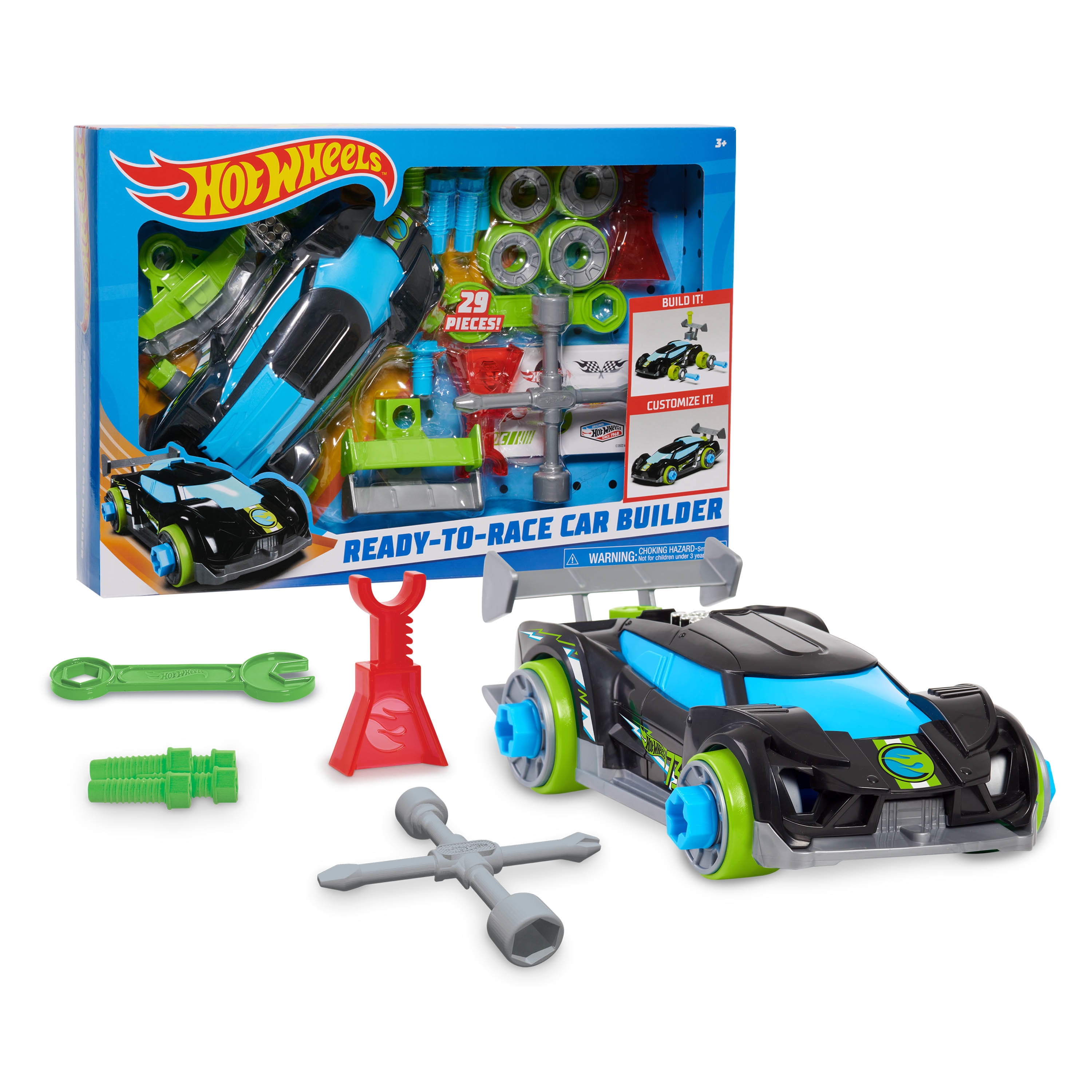 Hot Wheels Ready-to-Race Car Builder Set, Super Blitzen Vehicle,  Kids Toys for Ages 3 Up, Gifts and Presents