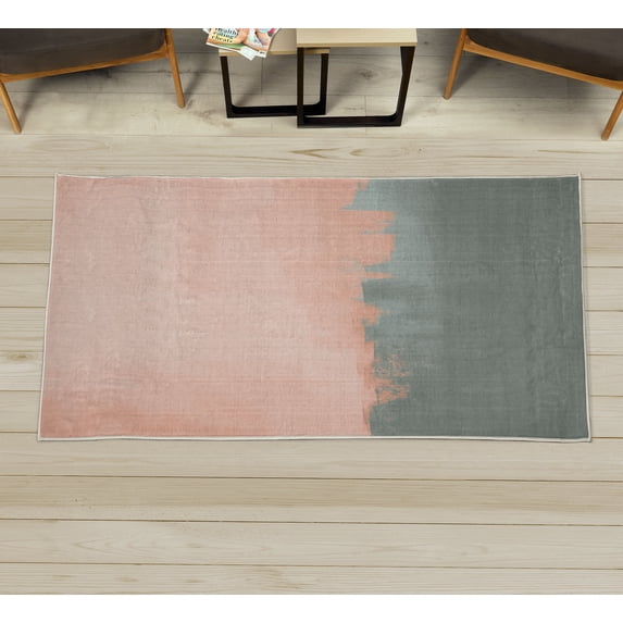 Abstract Decorative Rug, Grunge Street Style Painting Brush Print Ombre Design Illustration, Quality Carpet for Bedroom Dorm and Living Room, 6 Sizes, Dark Sea, by Ambesonne