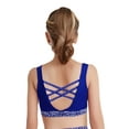 thumbnail image 2 of inlzdz Girls Shiny Rhinestones Crop Tops Gymnastics Dance Tank Tops Crisscross Back Cropped Shirts Blue 16, 2 of 5