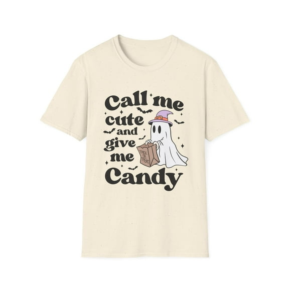 Call Me Cute and Give Me Candy Ghost Halloween T-Shirt - Fun & Playful Tee