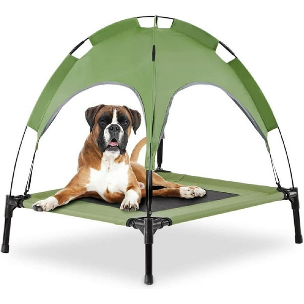 Elevated Dog Bed with Canopy, Portable Dog Houses for Large Dogs