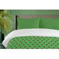 thumbnail image 3 of Ambesonne Entomology Duvet Cover Sets, Ladybugs on a Meadow, 2-Queen, Fern Green Dark Coral, 3 of 6