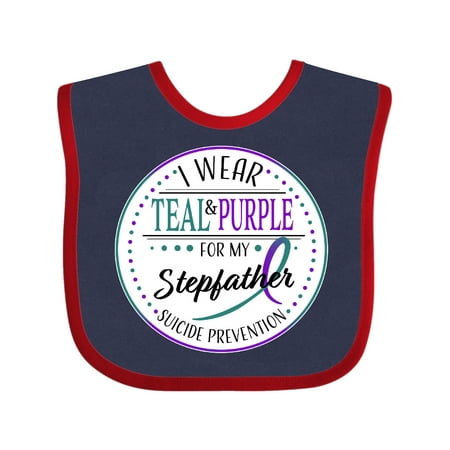 

Inktastic Suicide Prevention- I Wear Teal and Purple for My Stepfather Gift Baby Boy or Baby Girl Bib
