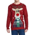 thumbnail image 1 of Men's Christmas Rudolph Reindeer Holiday Festive Knitted Sweater Cardigan Cute Ugly Pullover Jumper, 1 of 6