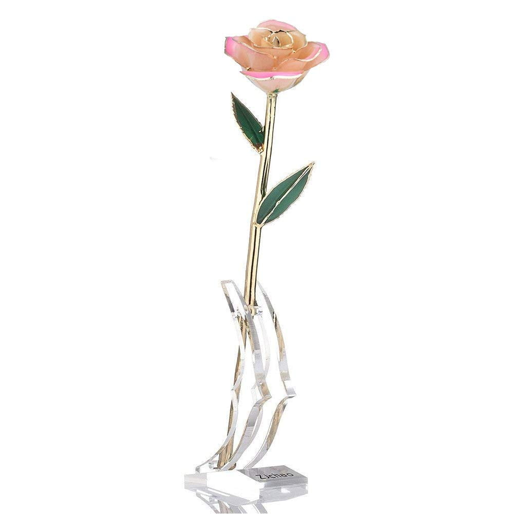 Gift Romantic 24K Gold Foil Rose Flower Handcraft Dipped Long Stem Mother/'s Day