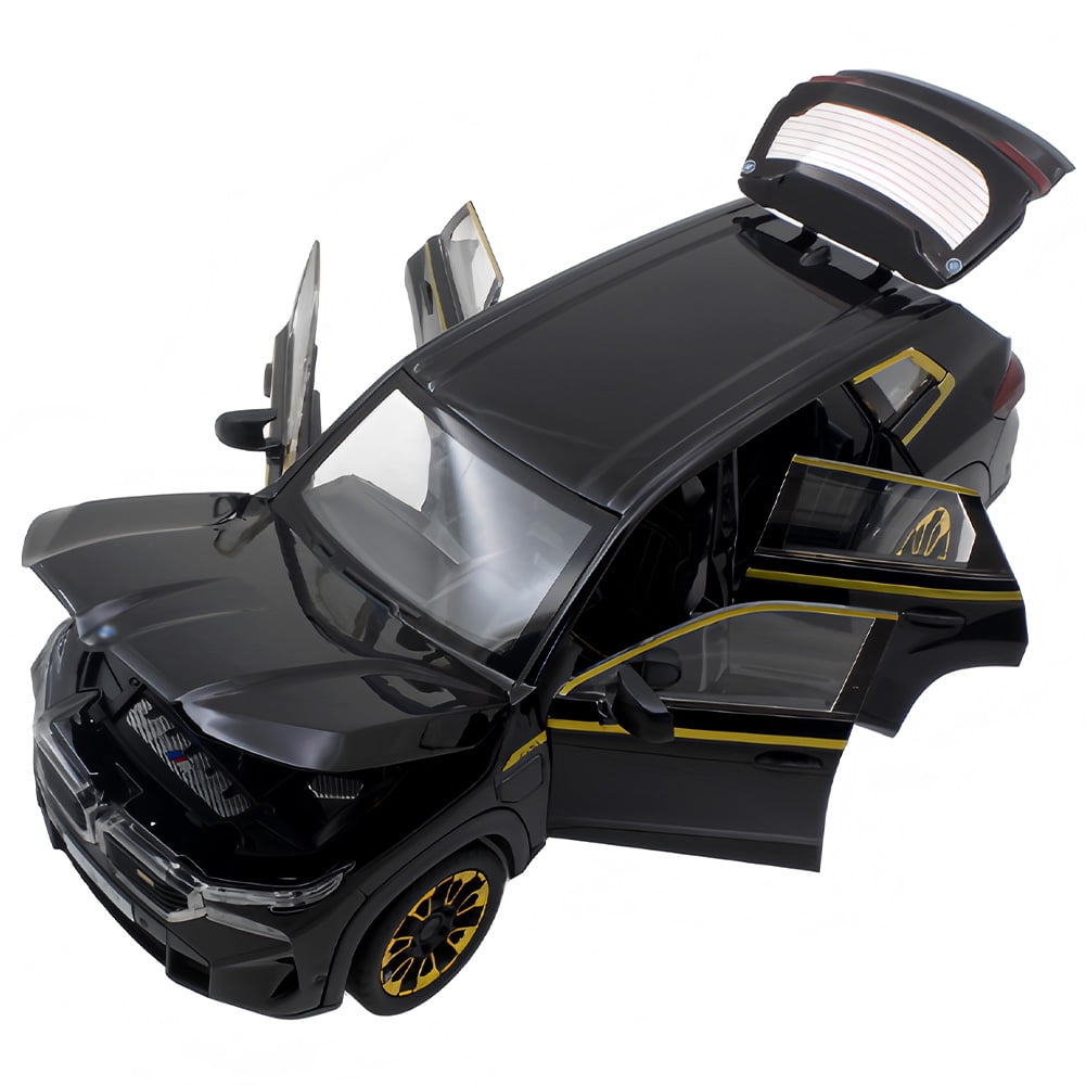 1:24 scale BMW XM alloy die-cast car model with opening doors, lights, sound and spring-back function. Boys' toy car, children's birthday gift.