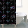 thumbnail image 4 of Neon Controllers Games Symbols Black Pattern Shower Curtain 36"x72" ,Bathroom Decorative Shower Curtains Set with 12 Hooks,Modern Waterproof Washable Shower Curtain, 4 of 6
