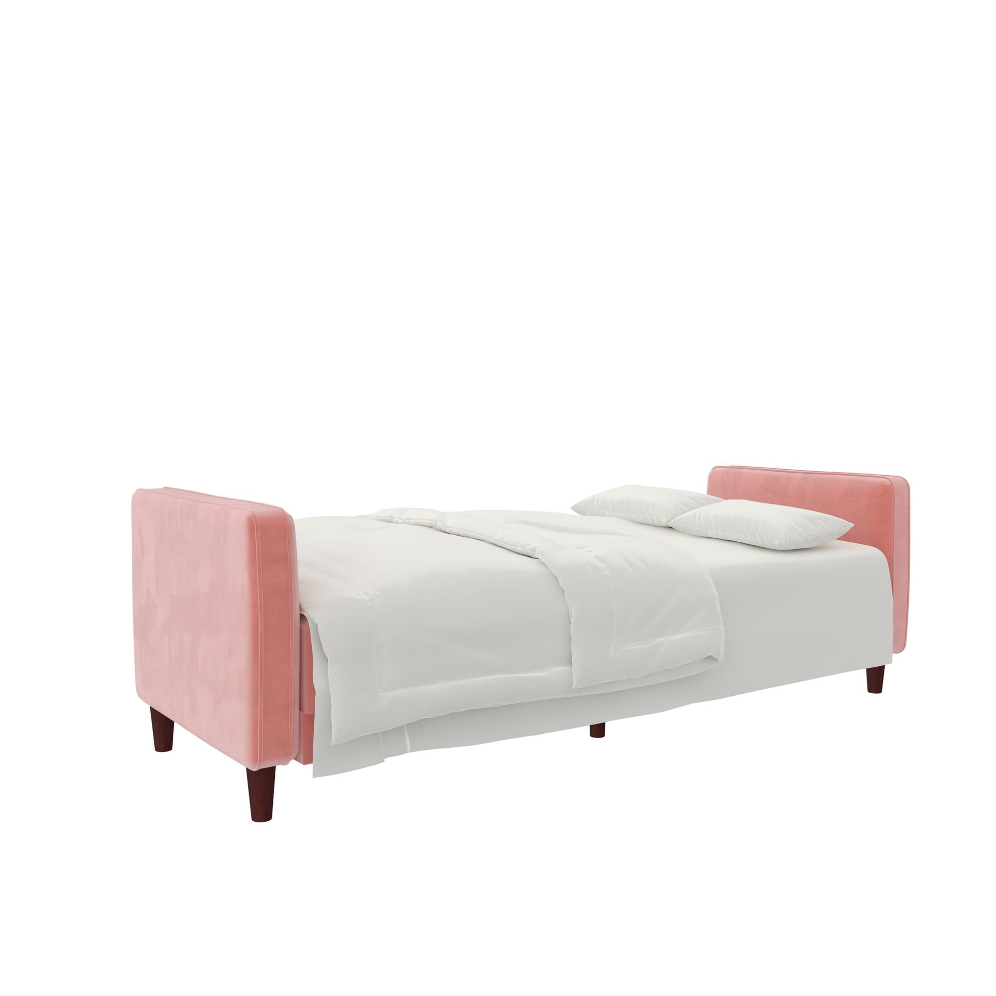 DHP Pin Tufted Transitional Futon, Pink Velvet