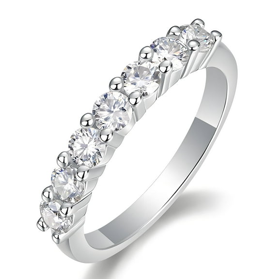 Eoncocoon 0.83 Carat Moissanite Proposal Ring for Her - Stackable Eternity Wedding Band, 925 Silver 18K Platinum Plated, Size 8