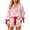 Pink, variant on Women's Christmas 2 Piece Pajama Set, Button Down Long Sleeve Shirt and Shorts Sleepwear with Satin Bow Trim, Holiday Printed Loungewear 22-Watermelon Red L