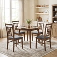 thumbnail image 6 of Costway Rubber Wood Dining Chairs Set of 4 Farmhouse Kitchen Chairs with Lattice Back,, 6 of 9