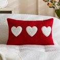 thumbnail image 2 of Valentines Day Heart Pillow Covers 12*20in Rectangle Lumbar Support Cushion Soft Faux Plush Heart Pillow Decorative Throw Pillows Women Wedding Gift for Home Decor (White Heart), 2 of 9