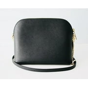 Michael Kors Jet Set Travel Medium Leather X Cross Dome Crossbody Handbag (Black Solid/Gold)