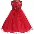 thumbnail image 2 of Little Girls Gorgeous Sequined Round Neck Tulle Flower Corsage Pageant Flower Girl Dress Rose 2 (K30D5), 2 of 3
