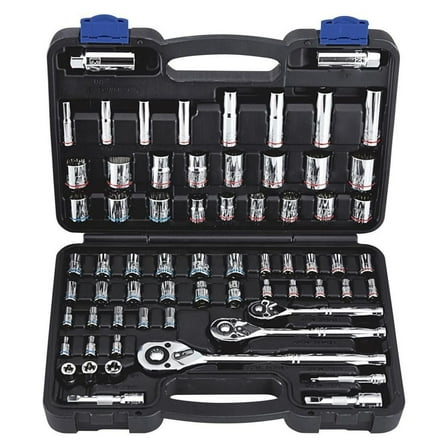 66 Pc 1/4 in, 3/8 in, 1/2 in. Drive SAE & Metric Hi-Vis Socket Set