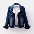 thumbnail image 5 of Zefriona Womens Fleece Lined Denim Jacket Long Sleeve Button Pocket Warm Winter Jean Coat Blue Size 3XL, 5 of 9