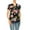 Floral Black Purple, variant on Women's Floral Print Overlapping Short Sleeve Top with Front Tie Collar