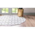 thumbnail image 4 of Rugs.com Lattice Trellis Collection Rug – 8 Ft Round White Low-Pile Rug Perfect For Kitchens, Dining Rooms, 4 of 9